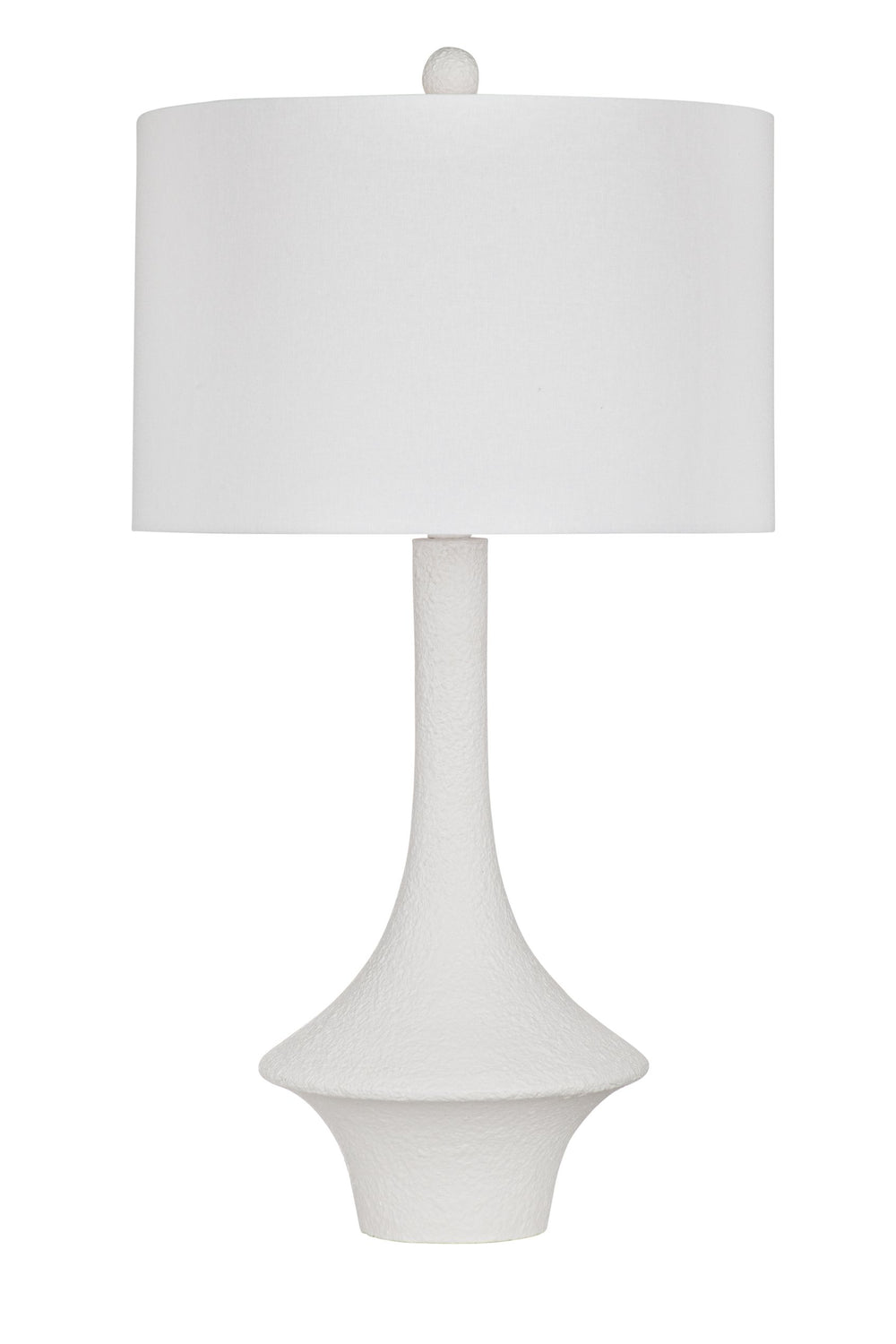 Basset Mirror Beckham Table Lamp – Contemporary Matte White Sculptural Design With Classic Drum Shade For Modern Spaces White Resin L4730t