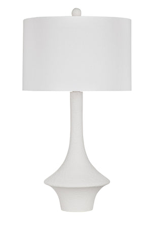 Basset Mirror Beckham Table Lamp – Contemporary Matte White Sculptural Design With Classic Drum Shade For Modern Spaces White Resin L4730t