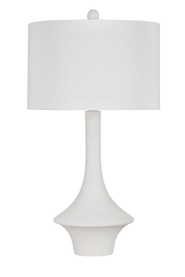 Basset Mirror Beckham Table Lamp – Contemporary Matte White Sculptural Design With Classic Drum Shade For Modern Spaces White Resin L4730t