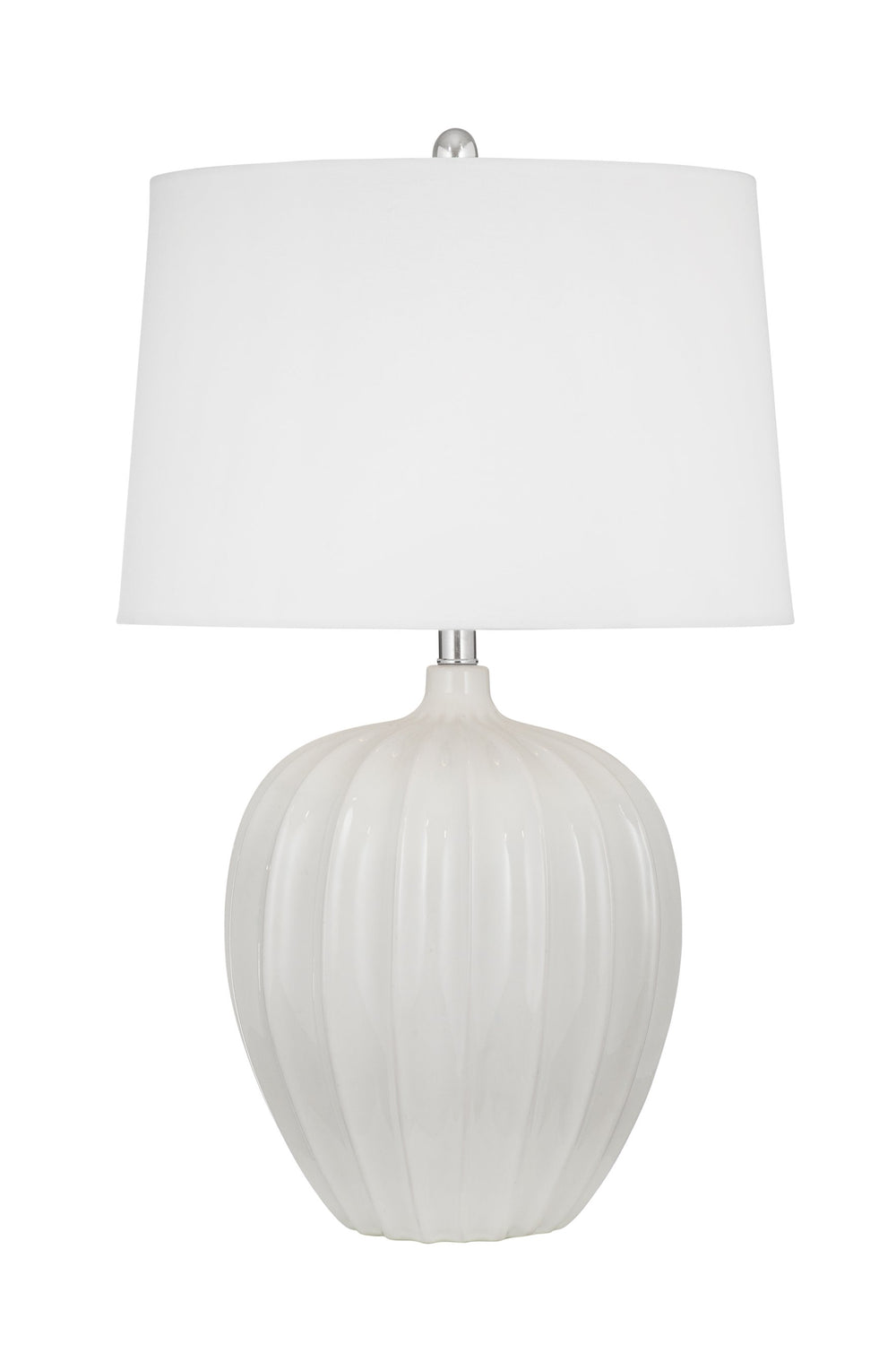 Basset Mirror Lotus White Table Lamp - Coastal-inspired Design With Carved Base & Linen Shade For Modern Elegance White Ceramic L4741t