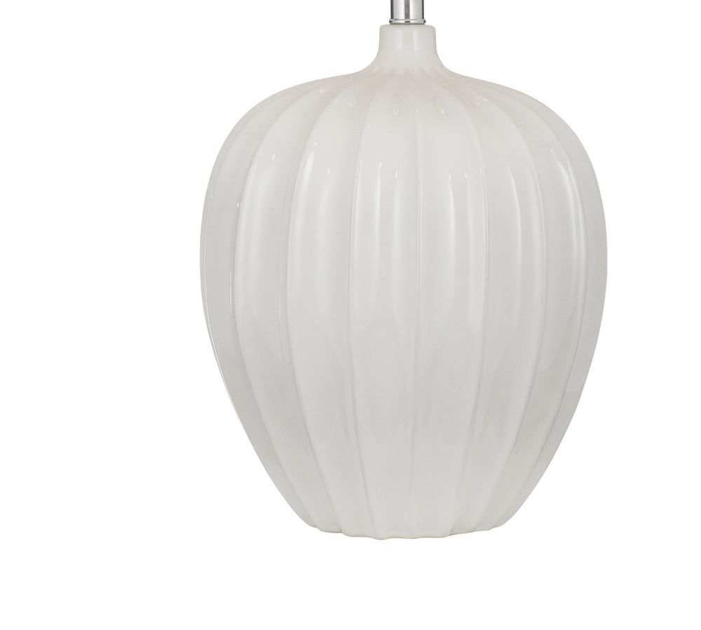 Basset Mirror Lotus White Table Lamp - Coastal-inspired Design With Carved Base & Linen Shade For Modern Elegance White Ceramic L4741t