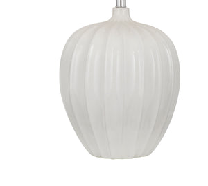 Basset Mirror Lotus White Table Lamp - Coastal-inspired Design With Carved Base & Linen Shade For Modern Elegance White Ceramic L4741t
