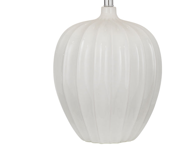 Basset Mirror Lotus White Table Lamp - Coastal-inspired Design With Carved Base & Linen Shade For Modern Elegance White Ceramic L4741t