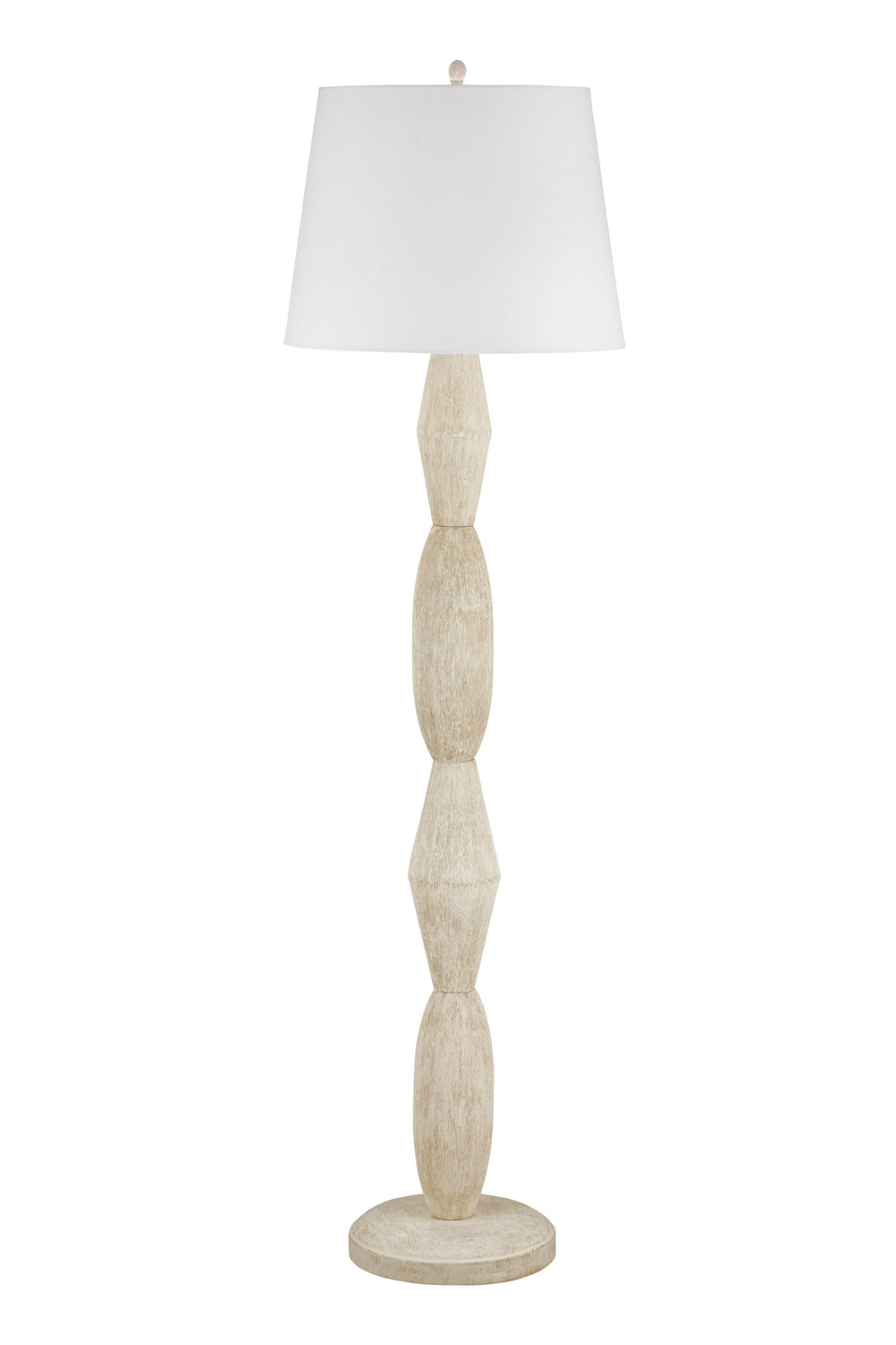Basset Mirror Aurelia Floor Lamp - Modern Coastal Charm With Boho Twist, Whitewashed Mango Wood Design, Sculptural Style Beige Wood L4747f