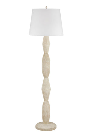 Basset Mirror Aurelia Floor Lamp - Modern Coastal Charm With Boho Twist, Whitewashed Mango Wood Design, Sculptural Style Beige Wood L4747f