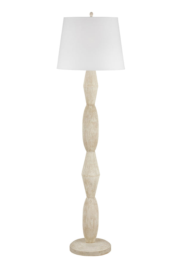 Basset Mirror Aurelia Floor Lamp - Modern Coastal Charm With Boho Twist, Whitewashed Mango Wood Design, Sculptural Style Beige Wood L4747f