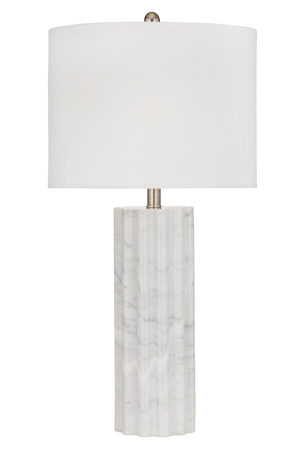 Basset Mirror Gabriella Table Lamp - Timeless Elegance With Fluted Marble Base & Chic White Drum Shade Design White Marble L4750t