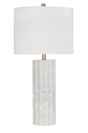 Basset Mirror Gabriella Table Lamp - Timeless Elegance With Fluted Marble Base & Chic White Drum Shade Design White Marble L4750t