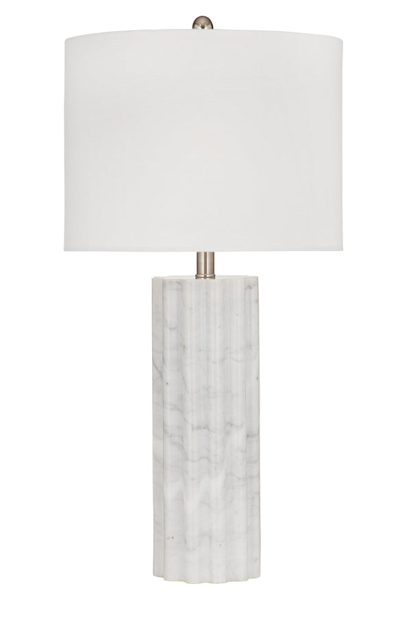 Basset Mirror Gabriella Table Lamp - Timeless Elegance With Fluted Marble Base & Chic White Drum Shade Design White Marble L4750t