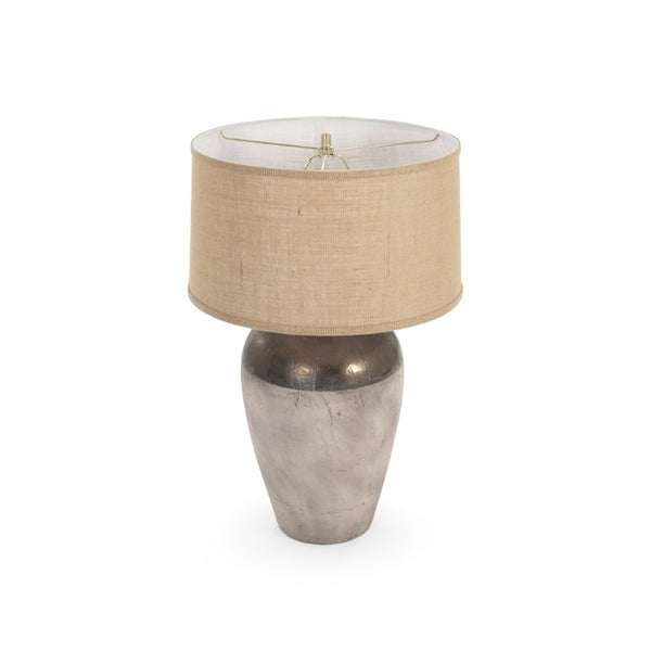 Zentique Claire Ceramic Lamp with Matte Metal Accents — 28" Modern Table Lamp, Weighted Base, LED Ready L4871S