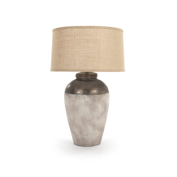 Zentique Claire Ceramic Lamp with Matte Metal Accents — 28" Modern Table Lamp, Weighted Base, LED Ready L4871S