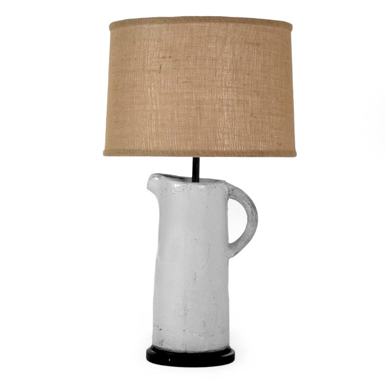 Zentique Ora Sculptural Ceramic Table Lamp with Matte Finish & Metal Trim — Slim Ambient Light for Bedside, Reading Nooks, Modern Interiors L5311 M