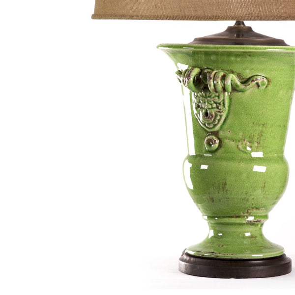 Zentique Green Pottery Lamp — Handcrafted Glossy Green Ceramic with Metal Base, Slim 28" Ambient Accent L8171 Green
