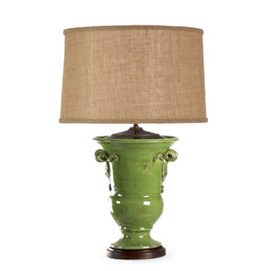 Zentique Green Pottery Lamp — Handcrafted Glossy Green Ceramic with Metal Base, Slim 28" Ambient Accent L8171 Green
