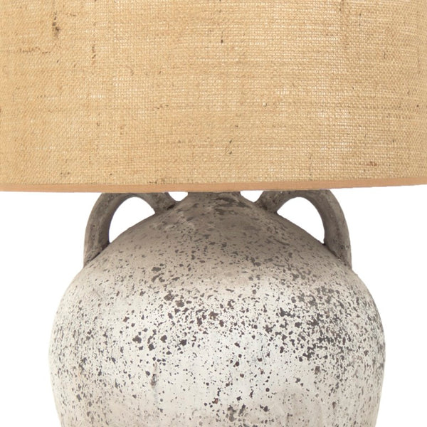 Zentique Lucan Terracotta Table Lamp (L) — Hand-Finished Sculptural Light with Metal Base, Warm Ambient Glow L8563 L