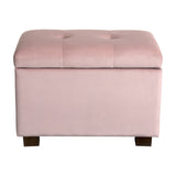 CorLiving Velvet Ottoman with Storage Pink LAD-804-O