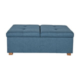 CorLiving Double Storage Ottoman Bench Blue LAD-829-O