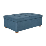 CorLiving Double Storage Ottoman Bench Blue LAD-829-O