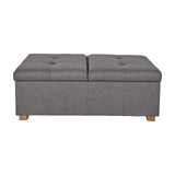 CorLiving Double Storage Ottoman Bench Silver Brown LAD-839-O