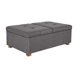 CorLiving Double Storage Ottoman Bench Silver Brown LAD-839-O