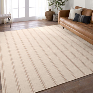 Jaipur Living Barclay Butera Memento Flatweave Rug Handwoven Recycled Pet Stripe for Patio or Entryway Cream 2' x 3' RUG157493