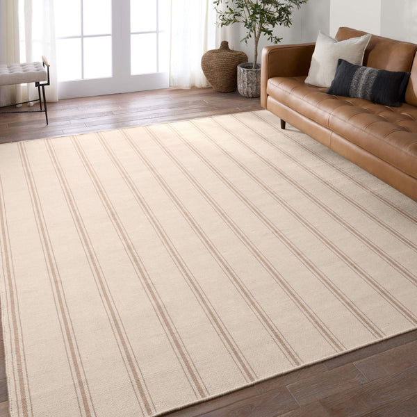 Jaipur Living Barclay Butera Memento Flatweave Rug Handwoven Recycled Pet Stripe for Patio or Entryway Cream 2' x 3' RUG157493
