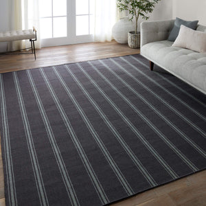 Jaipur Living Barclay Butera Memento Flatweave Rug Handwoven Recycled Pet Stripe for Patio or Entryway Navy 2' x 3' RUG157499