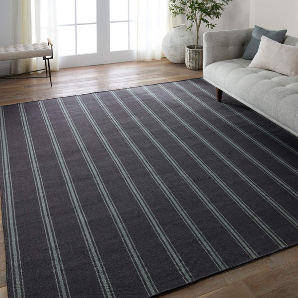 Jaipur Living Barclay Butera Memento Flatweave Rug Handwoven Recycled Pet Stripe for Patio or Entryway Navy 2' x 3' RUG157499