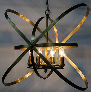 Noir Sassari Pendant Light – Antique Brass Armillary Fixture for Stunning Ambient Illumination & Style LAMP441MB