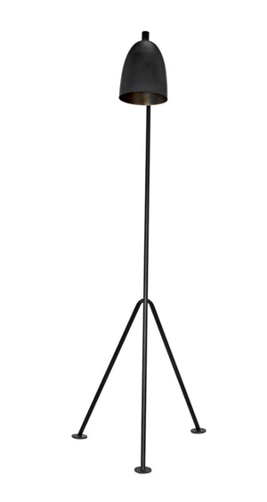 Noir Asti Floor Lamp: Minimalist Black Iron Design for Modern Living Spaces - Stylish Ambient Lighting LAMP445MTB