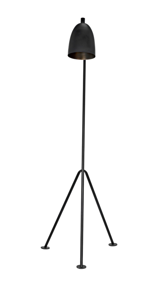Noir Asti Floor Lamp: Minimalist Black Iron Design for Modern Living Spaces - Stylish Ambient Lighting LAMP445MTB