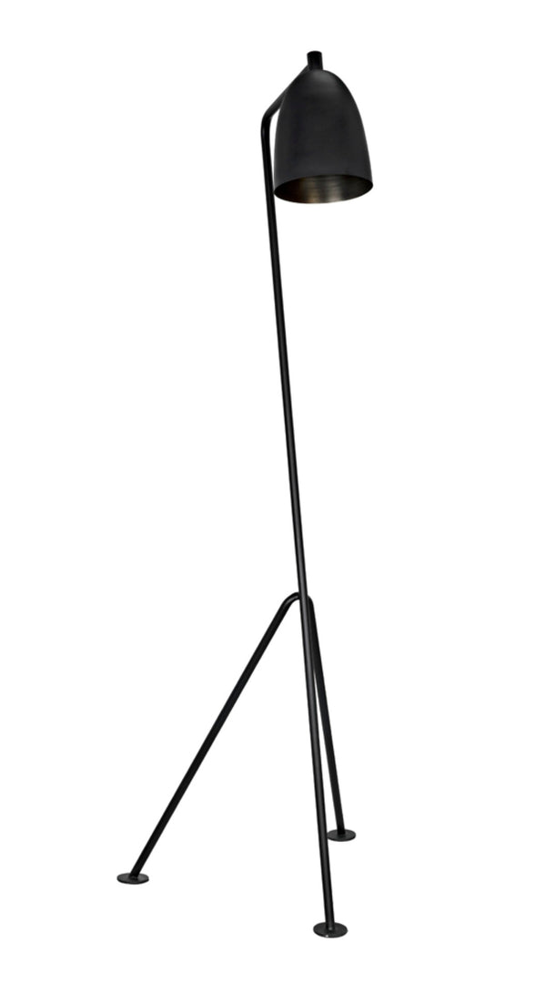 Noir Asti Floor Lamp: Minimalist Black Iron Design for Modern Living Spaces - Stylish Ambient Lighting LAMP445MTB