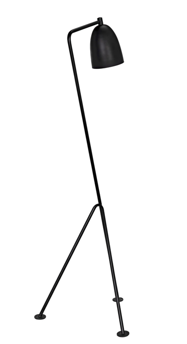 Noir Asti Floor Lamp: Minimalist Black Iron Design for Modern Living Spaces - Stylish Ambient Lighting LAMP445MTB