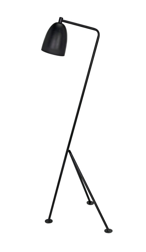 Noir Asti Floor Lamp: Minimalist Black Iron Design for Modern Living Spaces - Stylish Ambient Lighting LAMP445MTB