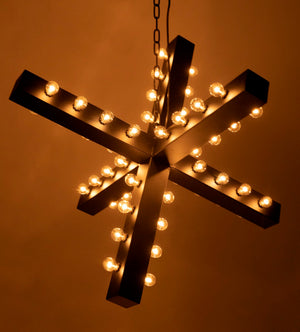 Noir Cruzar Modern Iron Chandelier - Handcrafted Black Fixture with Sculptural Design for Elegant Spaces LAMP456MTB