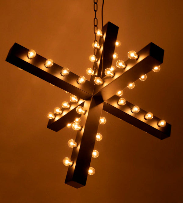 Noir Cruzar Modern Iron Chandelier - Handcrafted Black Fixture with Sculptural Design for Elegant Spaces LAMP456MTB