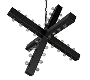 Noir Cruzar Modern Iron Chandelier - Handcrafted Black Fixture with Sculptural Design for Elegant Spaces LAMP456MTB