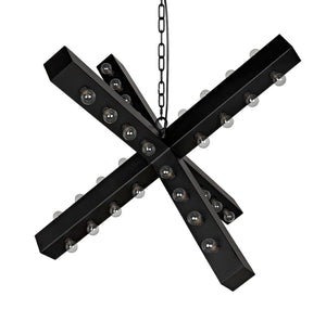 Noir Cruzar Modern Iron Chandelier - Handcrafted Black Fixture with Sculptural Design for Elegant Spaces LAMP456MTB