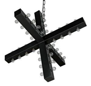 Noir Cruzar Modern Iron Chandelier - Handcrafted Black Fixture with Sculptural Design for Elegant Spaces LAMP456MTB