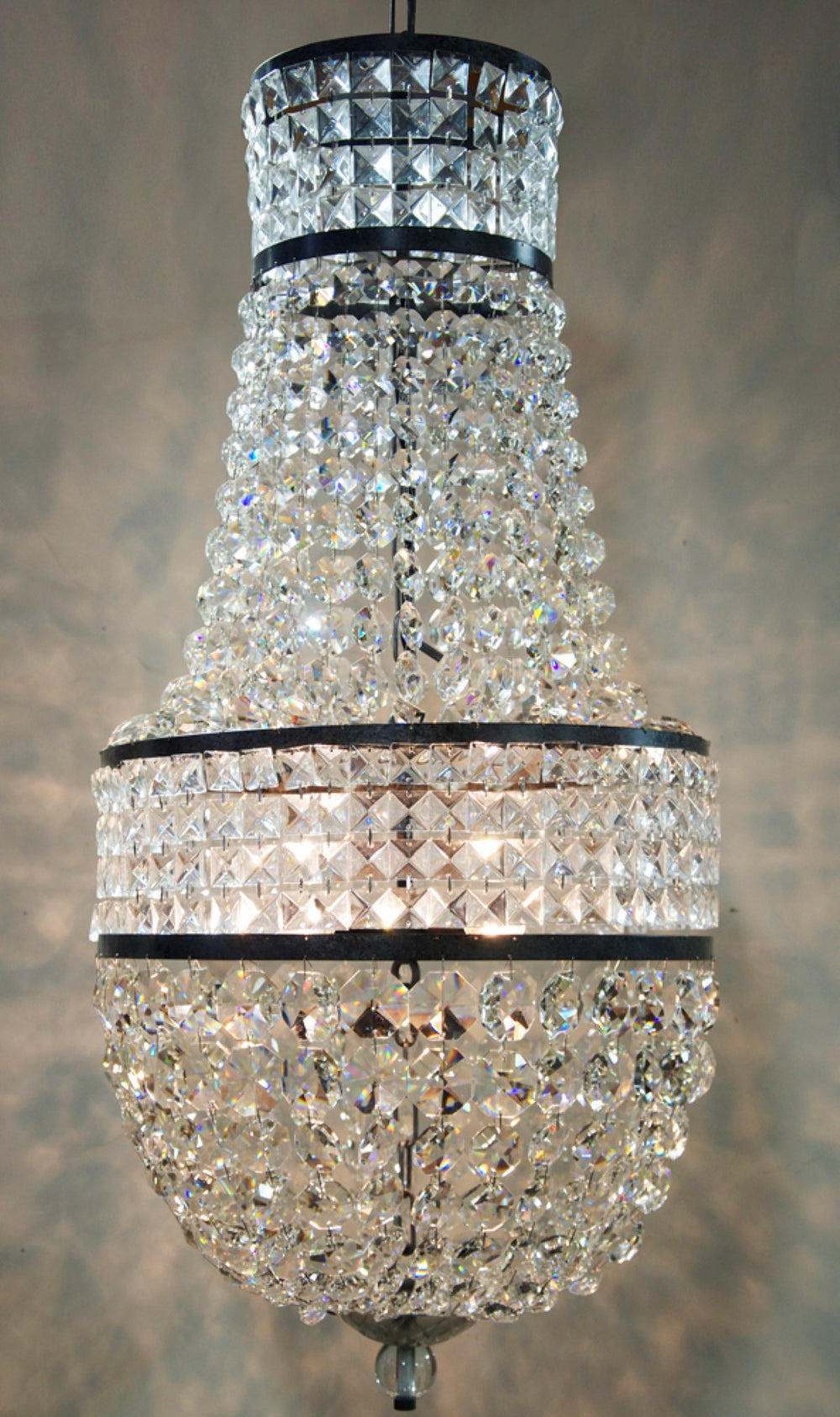 Noir Anna Chandelier - Handcrafted Black Iron & Glass Crystals, Art Deco Elegance for Modern Spaces LAMP457MTB