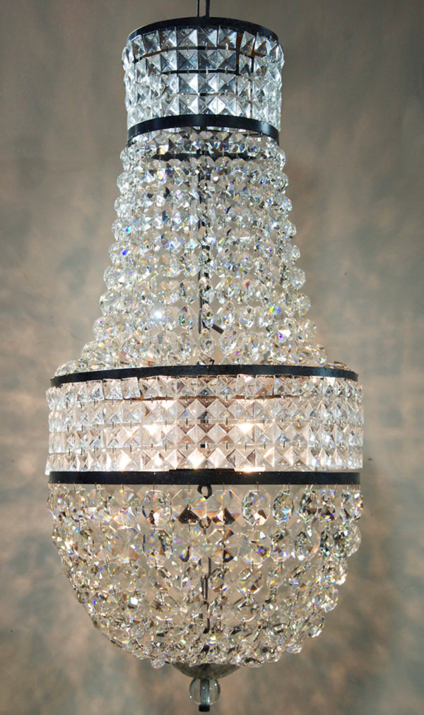 Noir Anna Chandelier - Handcrafted Black Iron & Glass Crystals, Art Deco Elegance for Modern Spaces LAMP457MTB