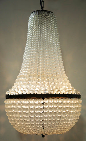 Noir Mist Chandelier - Handcrafted Black Iron & Glass Fixture for Stunning Vertical Lighting Design LAMP460MTB