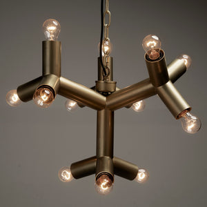 Noir Snow Flake Chandelier - Sculptural Metal Light Fixture with Antique Brass Finish for Elegant Spaces LAMP531MB