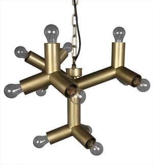 Noir Snow Flake Chandelier - Sculptural Metal Light Fixture with Antique Brass Finish for Elegant Spaces LAMP531MB