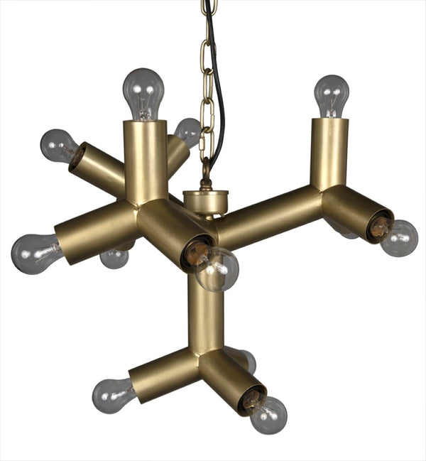 Noir Snow Flake Chandelier - Sculptural Metal Light Fixture with Antique Brass Finish for Elegant Spaces LAMP531MB