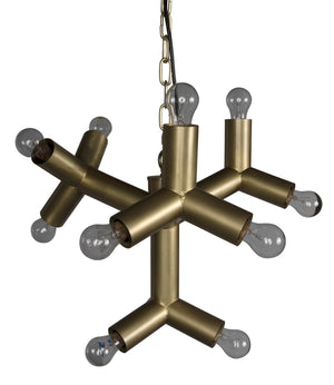 Noir Snow Flake Chandelier - Sculptural Metal Light Fixture with Antique Brass Finish for Elegant Spaces LAMP531MB