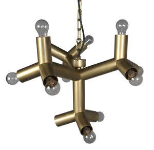 Noir Snow Flake Chandelier - Sculptural Metal Light Fixture with Antique Brass Finish for Elegant Spaces LAMP531MB