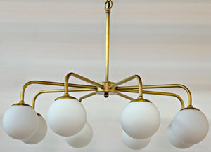 Noir Larenta Chandelier: Antique Brass & Glass, Mid-Century Modern Design for Dining & Living Spaces LAMP540MB