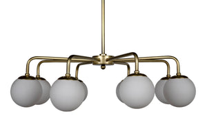 Noir Larenta Chandelier: Antique Brass & Glass, Mid-Century Modern Design for Dining & Living Spaces LAMP540MB