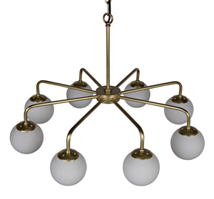 Noir Larenta Chandelier: Antique Brass & Glass, Mid-Century Modern Design for Dining & Living Spaces LAMP540MB